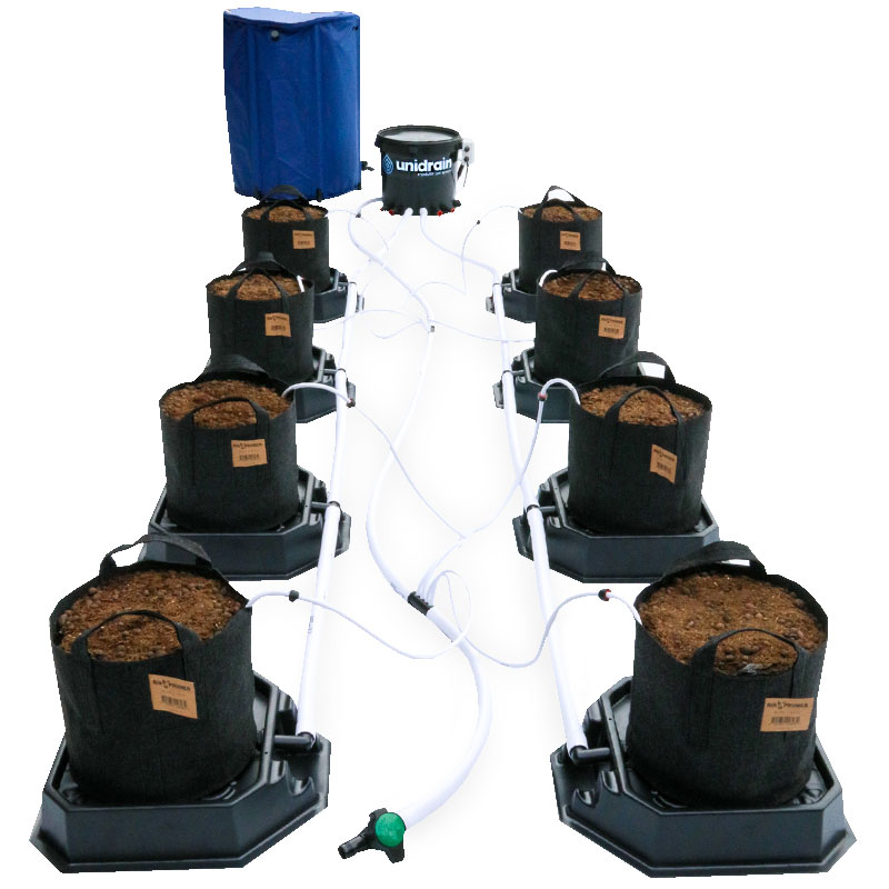 Εικόνα του Unidrain Run για να σπαταλάτε σύστημα Dripper - 8 -pot system προτεινόμενη διάταξη δαπέδου